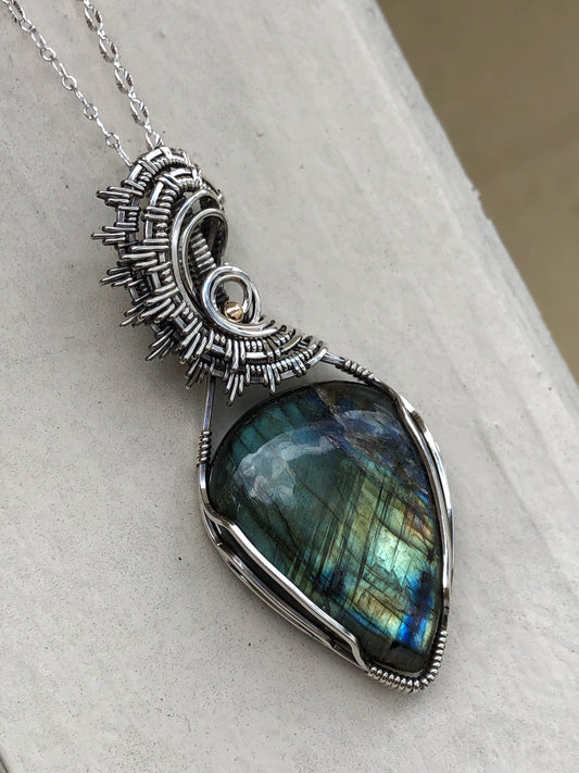 Labradorite Flame Sterling Silver Pendant