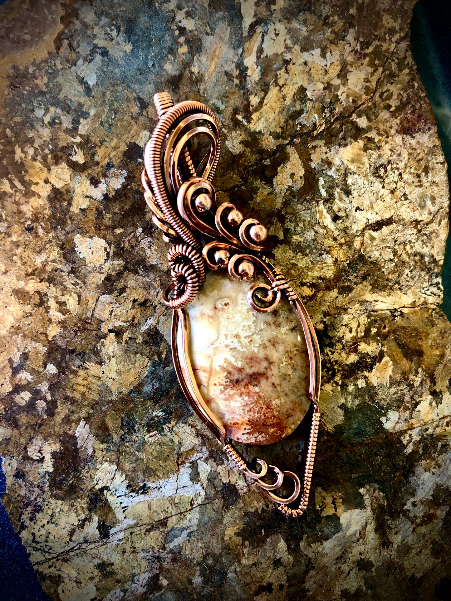 Crazy Lace Agate Wire Wrapped in Copper