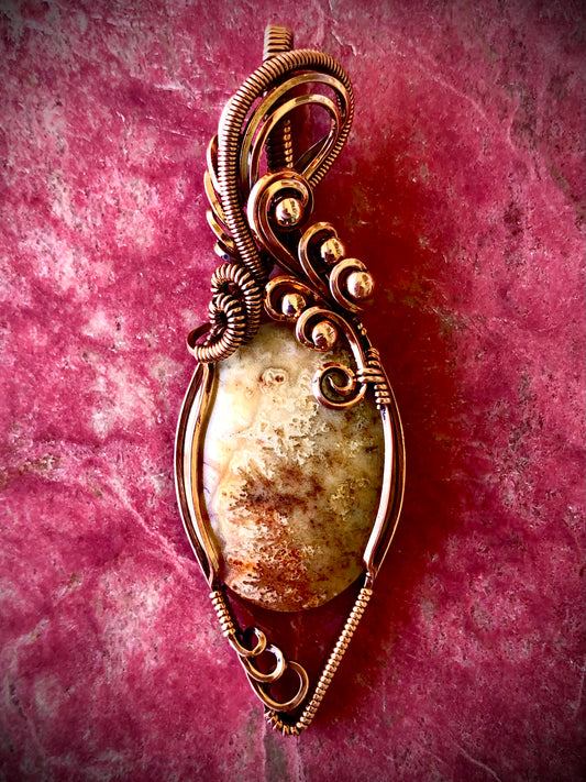 Crazy Lace Agate Wire Wrapped in Copper