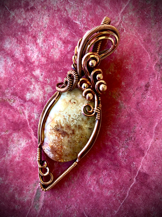 Crazy Lace Agate Wire Wrapped in Copper