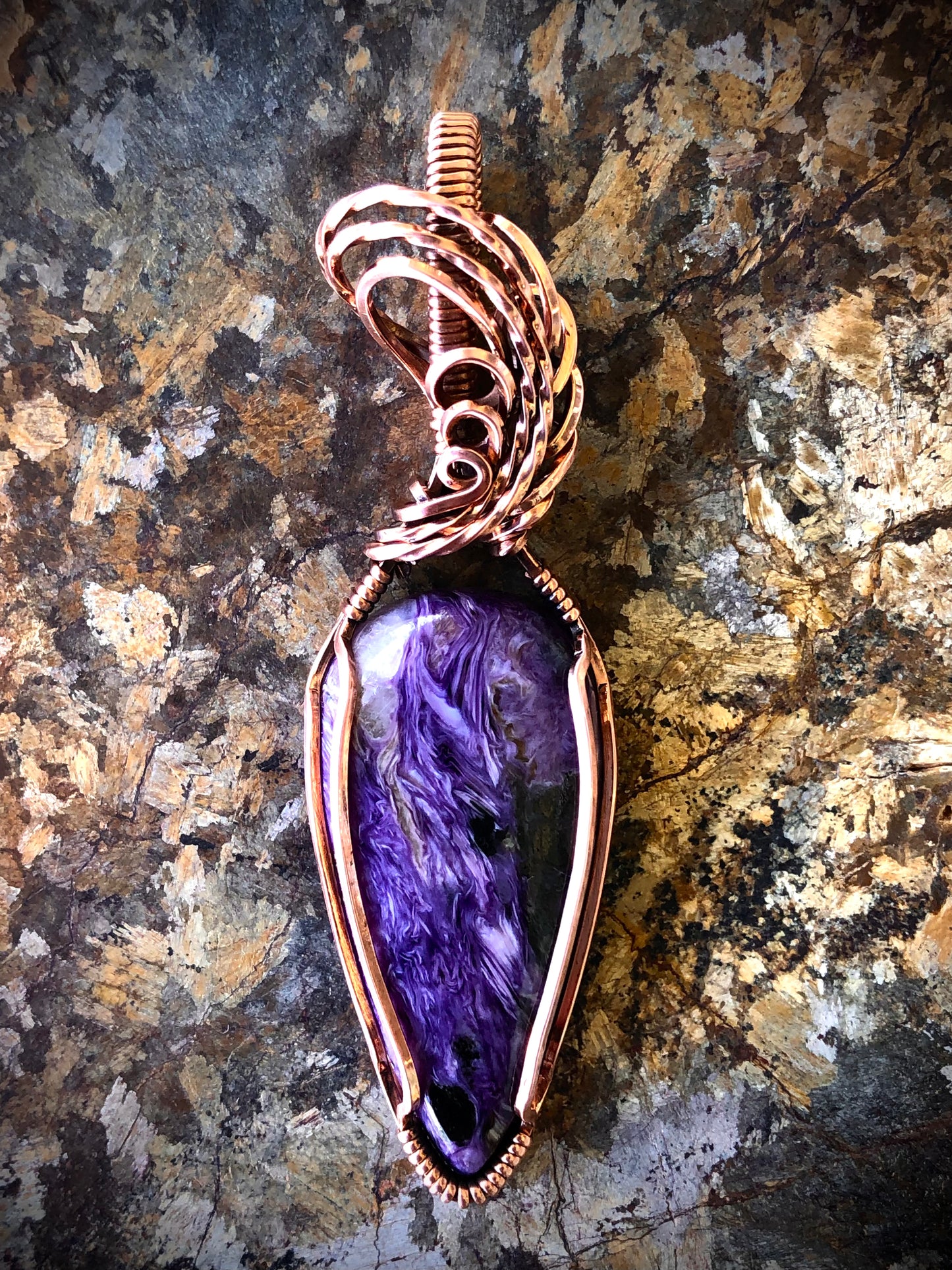 Charoite Wire Wrapped in Copper