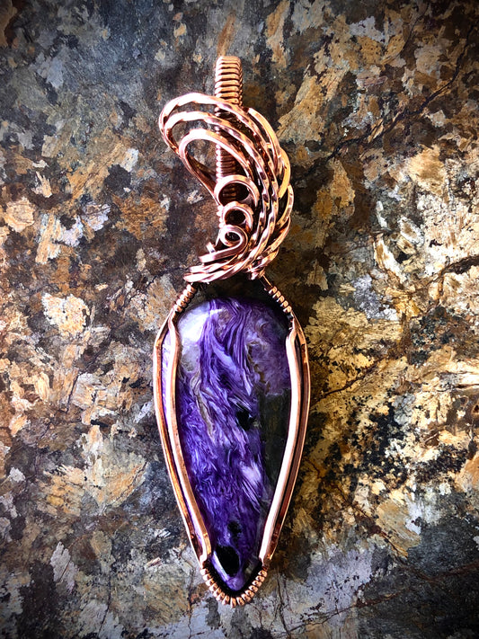 Charoite Wire Wrapped in Copper