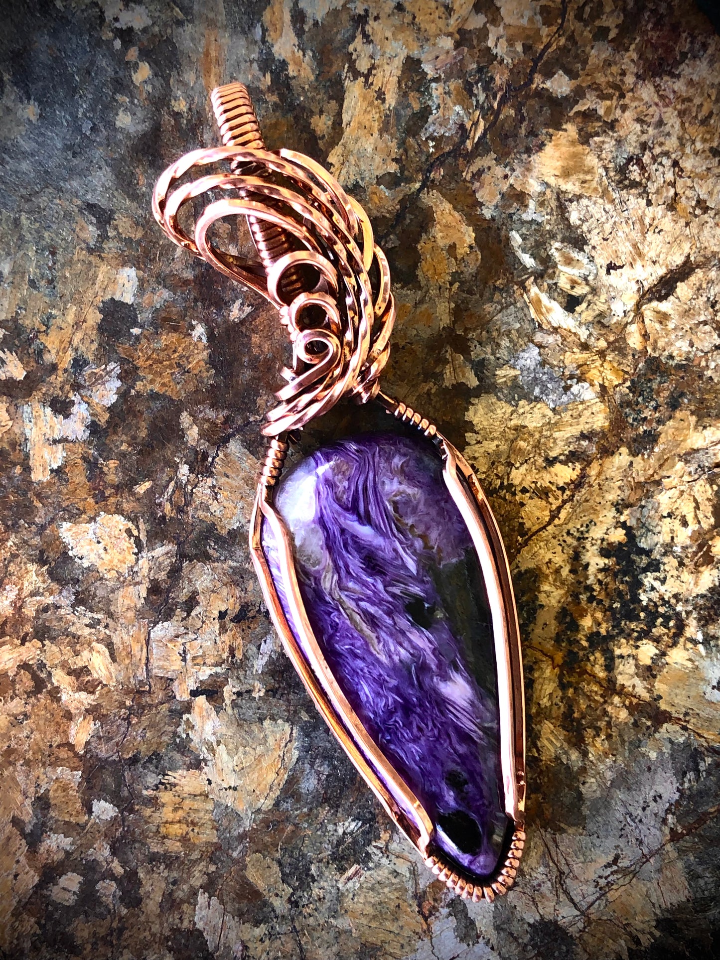 Charoite Wire Wrapped in Copper