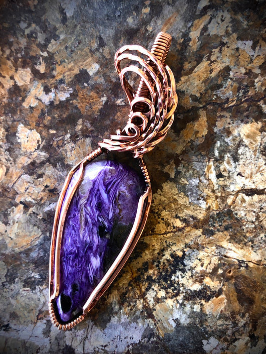 Charoite Wire Wrapped in Copper
