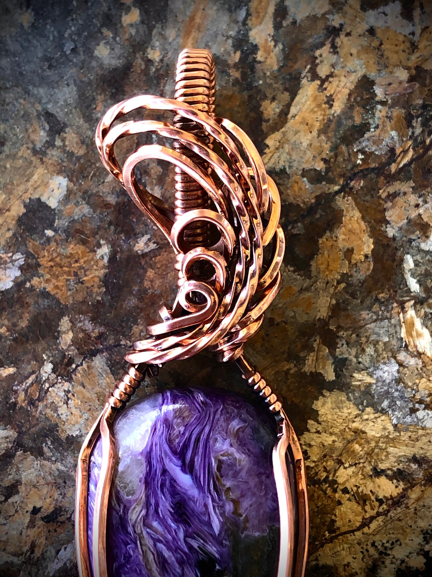 Charoite Wire Wrapped in Copper