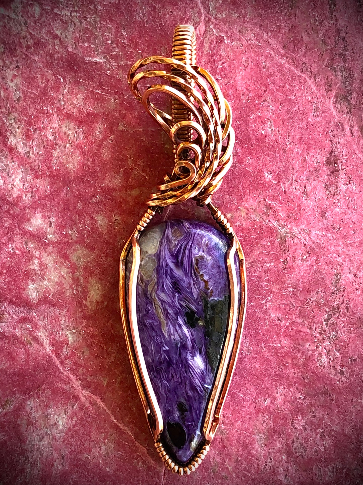 Charoite Wire Wrapped in Copper