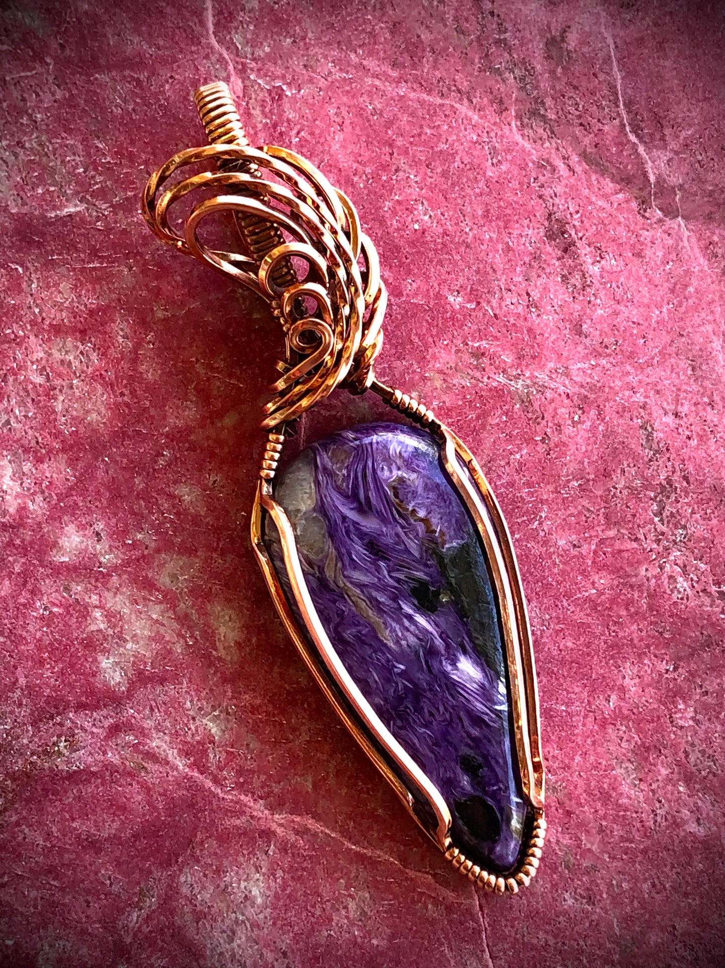 Charoite Wire Wrapped in Copper