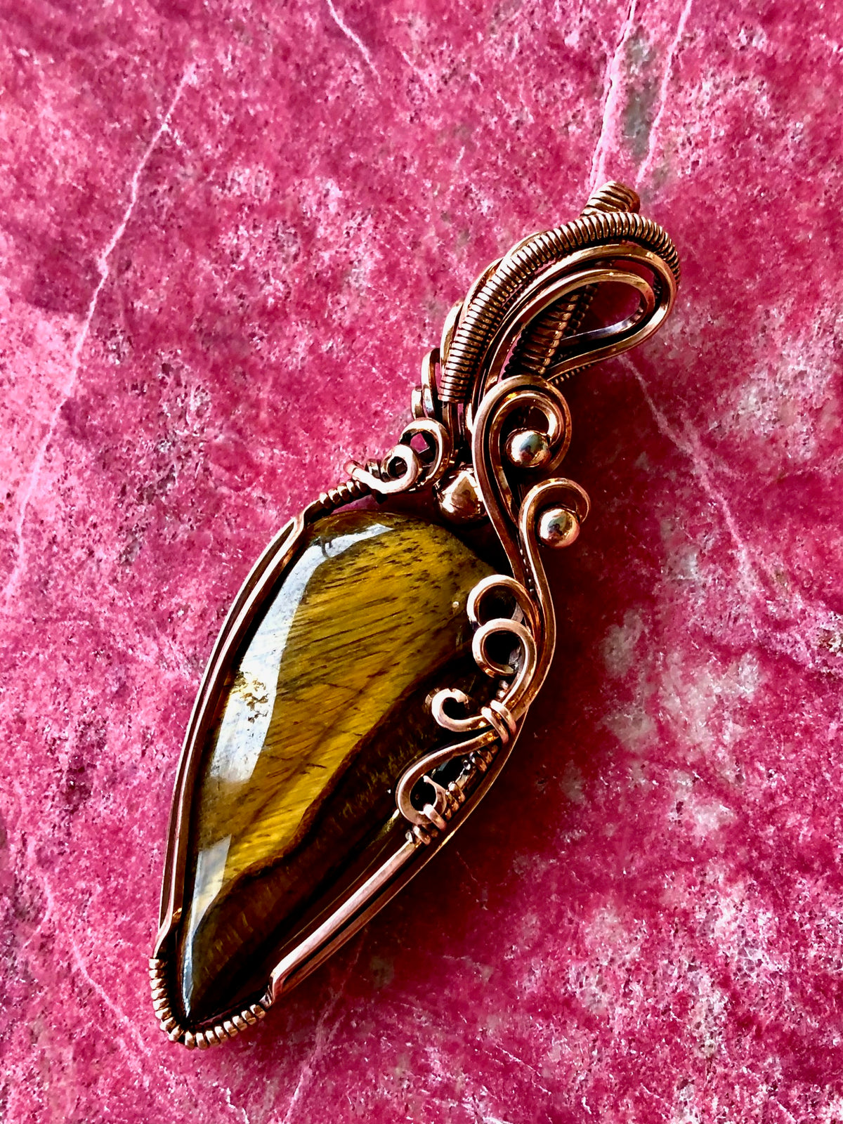 Tiger's Eye Wire Wrapped in Copper