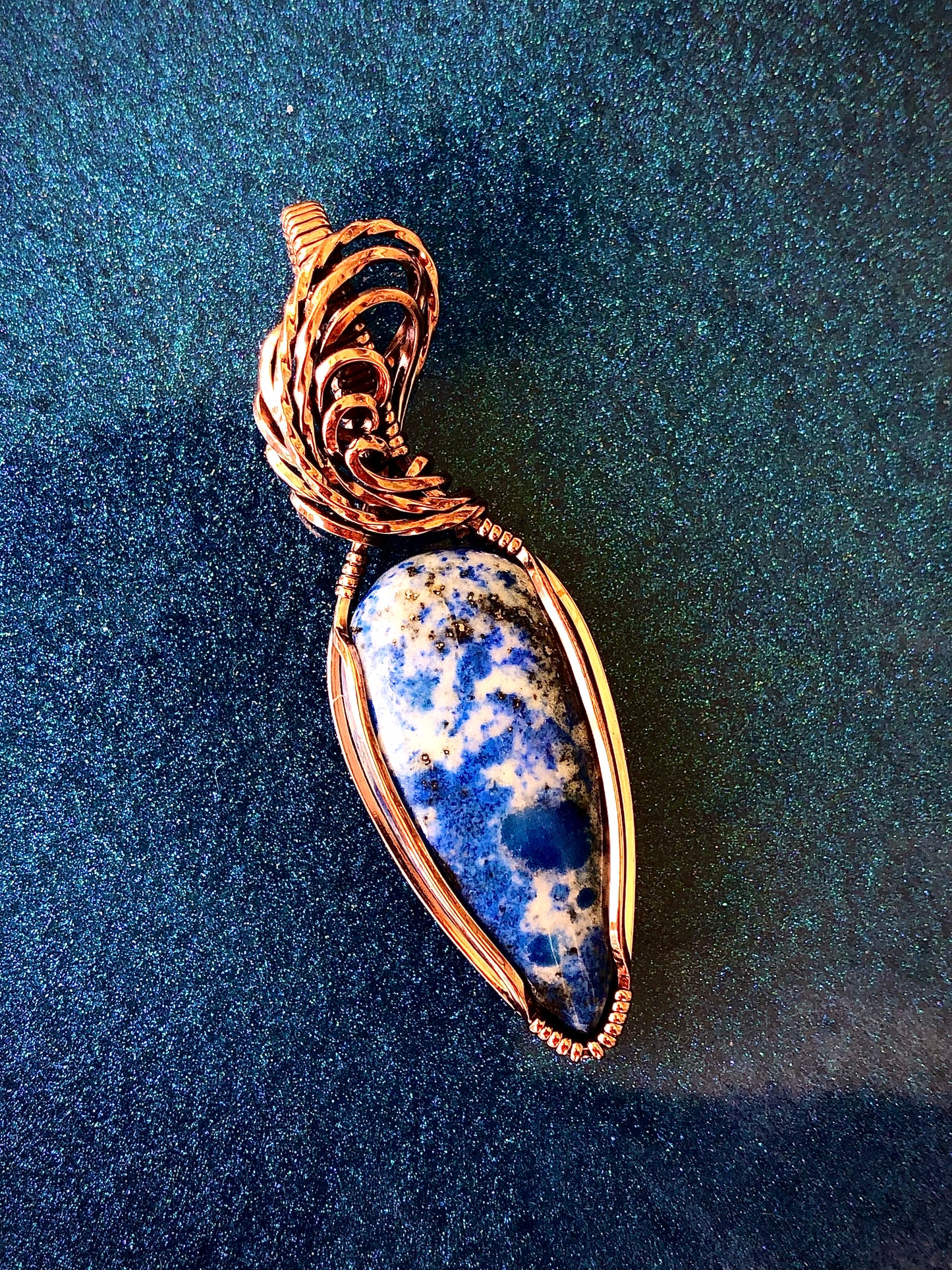 Lapis Lazuli Teardrop Wire Wrapped in Copper