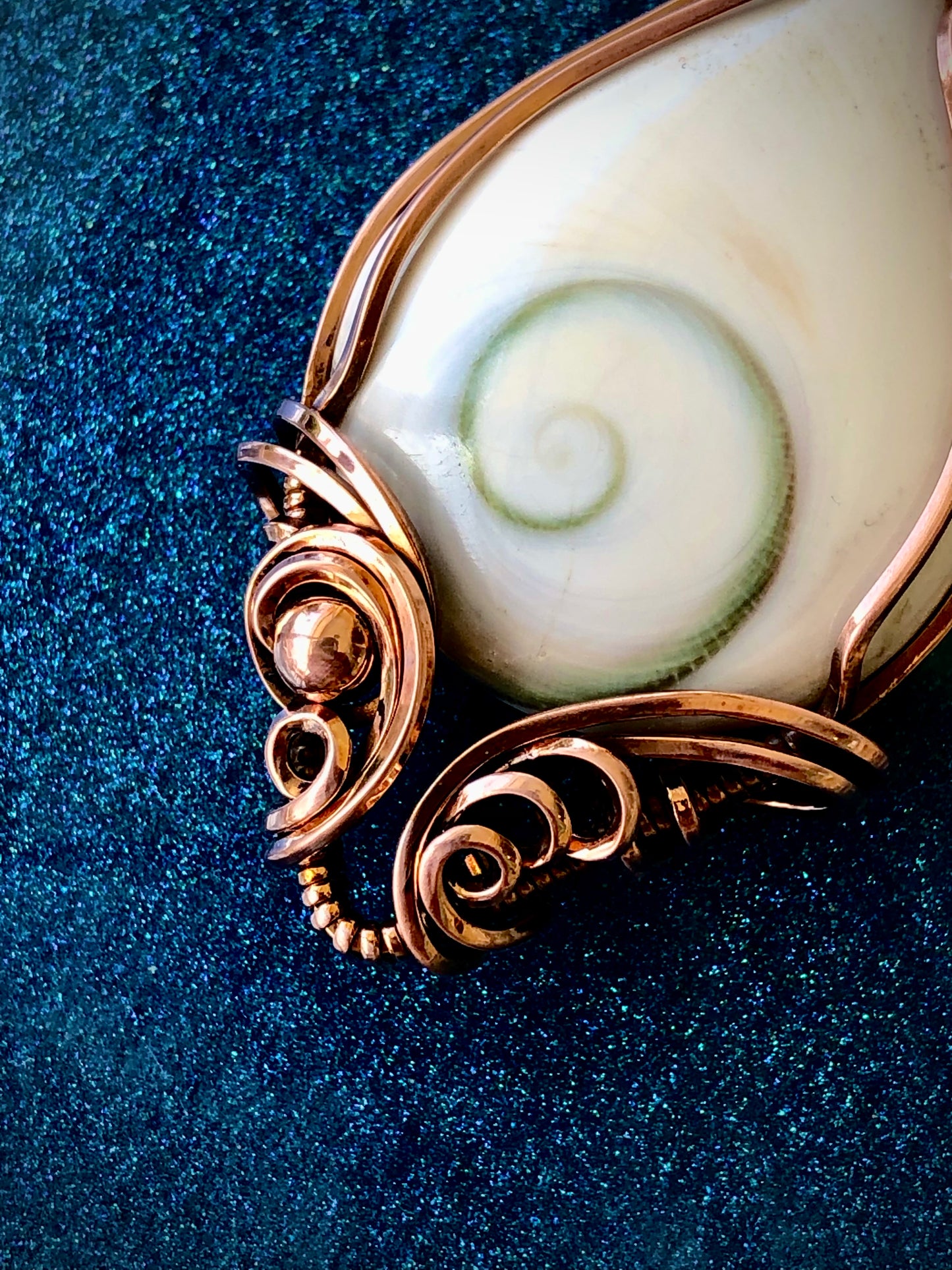 Shiva Shell Wire Wrapped in Copper