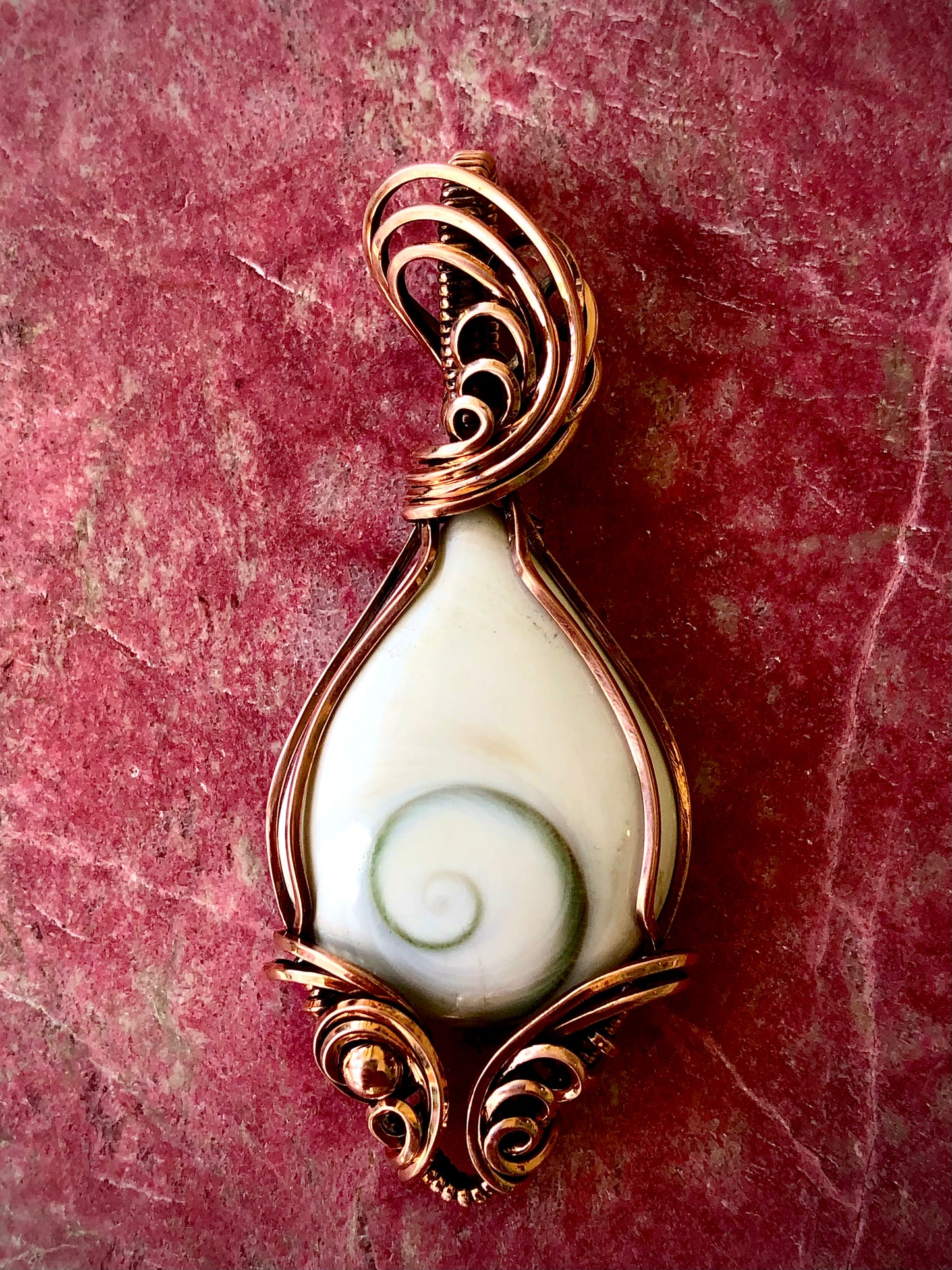 Shiva Shell Wire Wrapped in Copper