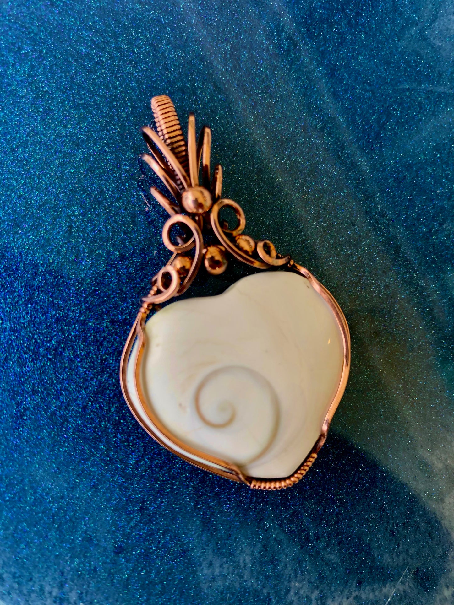 Shiva Shell Heart Wire Wrapped in Copper