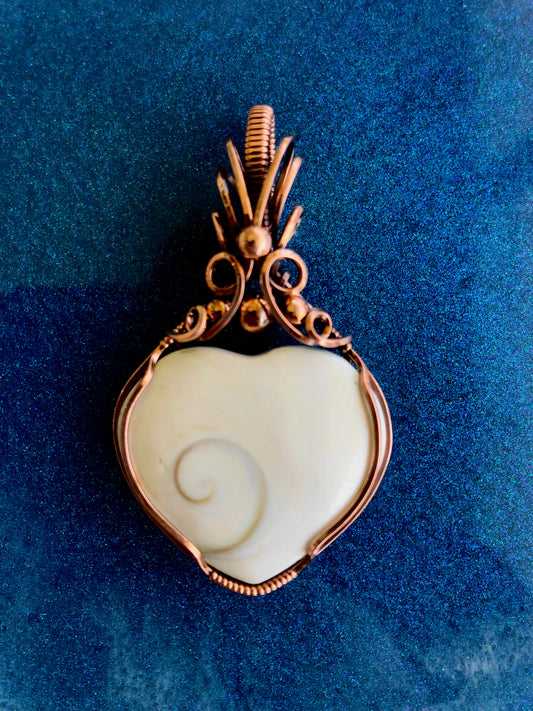 Shiva Shell Heart Wire Wrapped in Copper