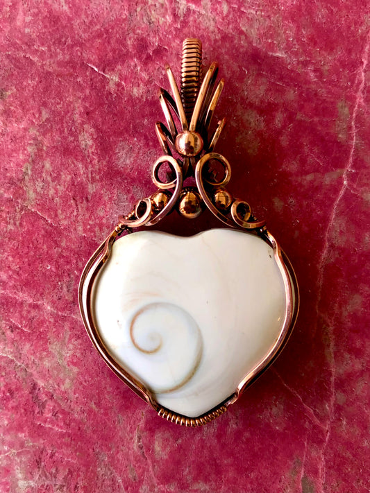 Shiva Shell Heart Wire Wrapped in Copper