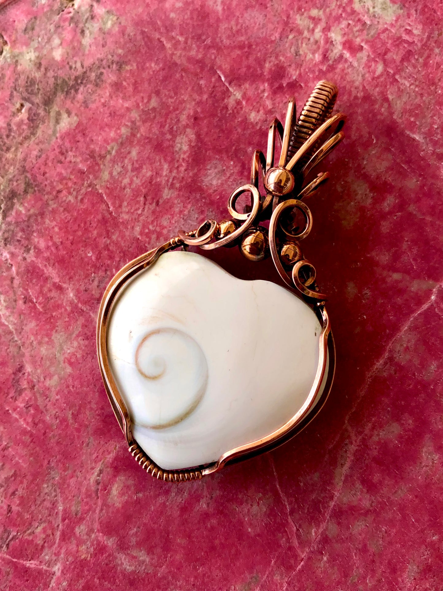 Shiva Shell Heart Wire Wrapped in Copper