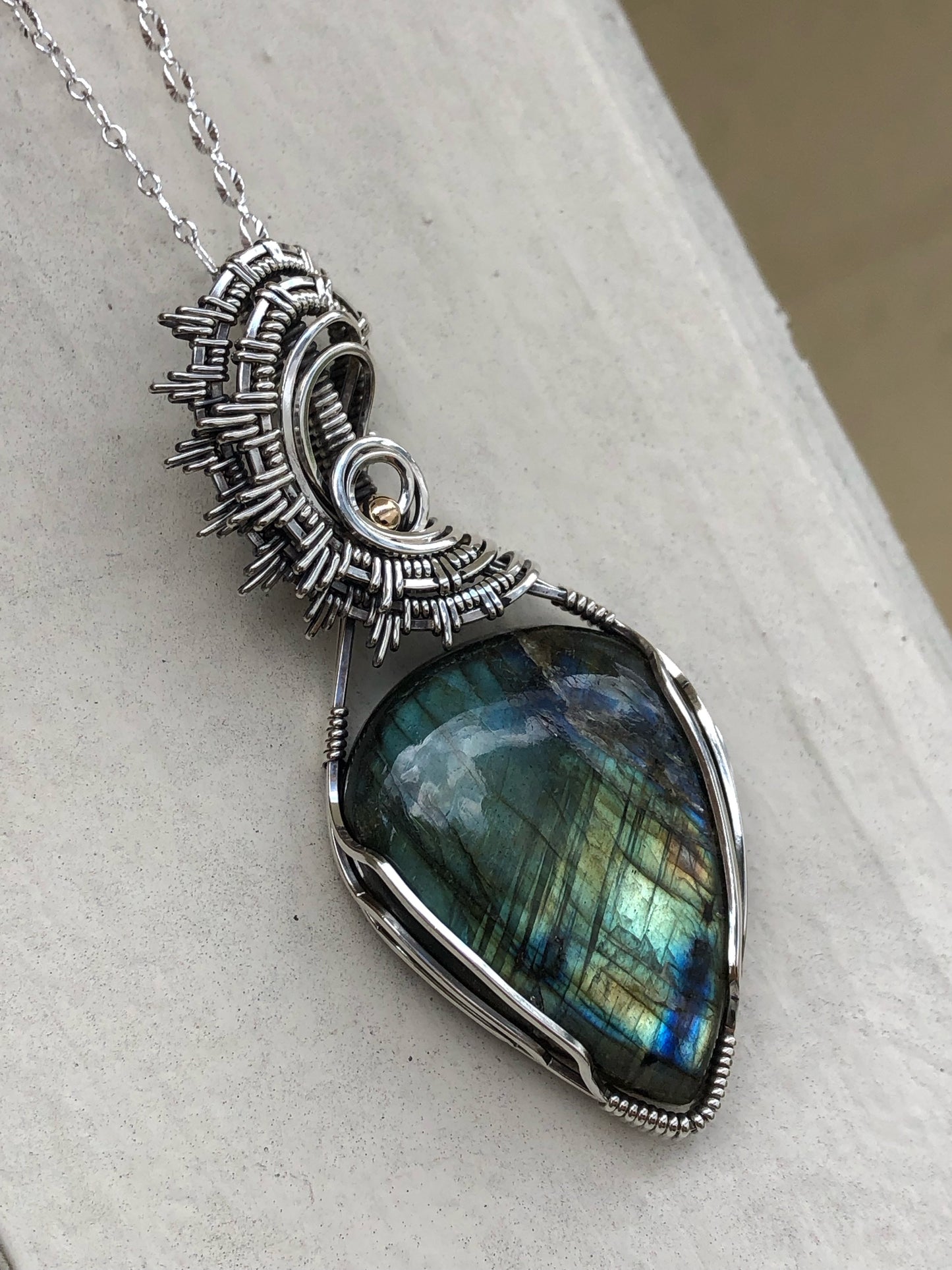 Labradorite Flame Sterling Silver Pendant