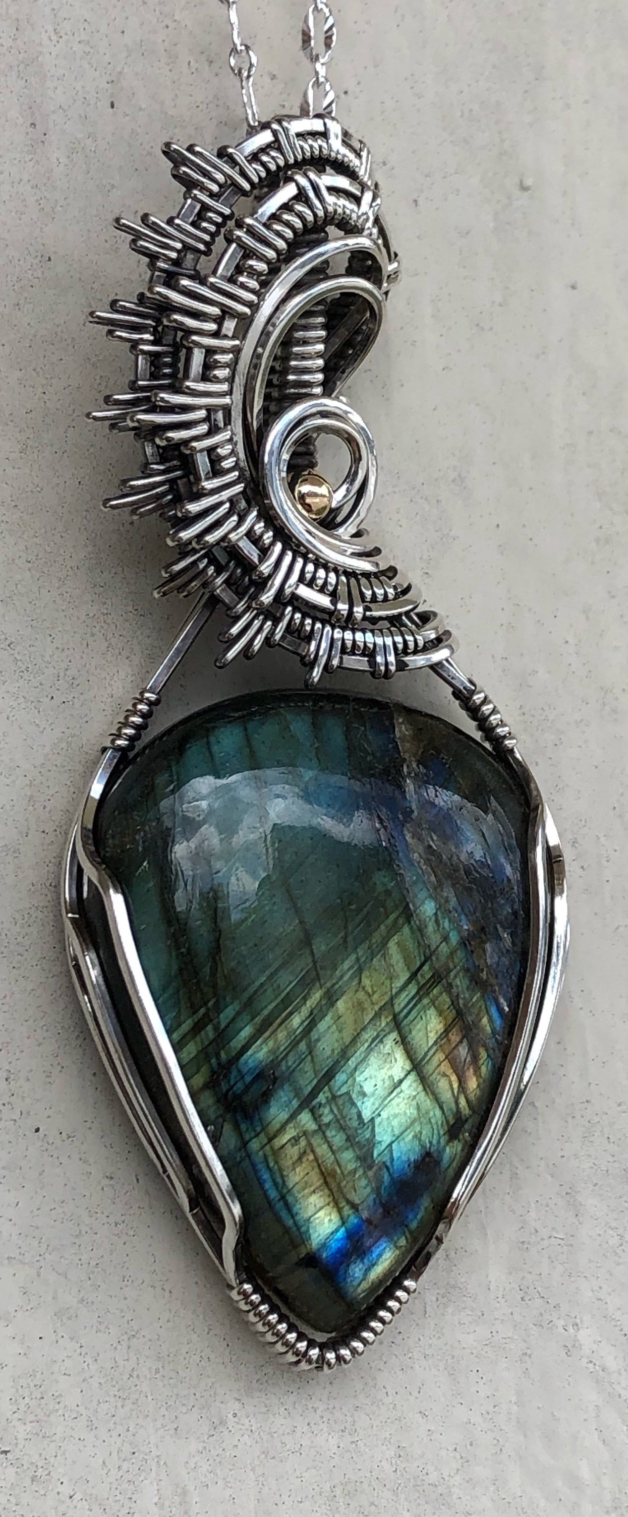 Labradorite Flame Sterling Silver Pendant