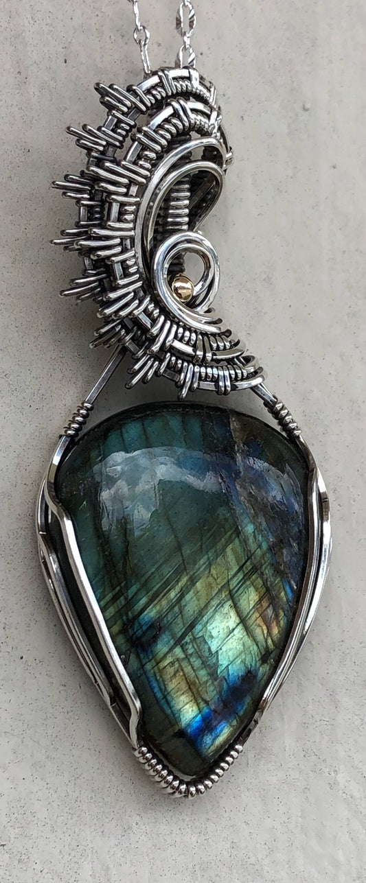 Labradorite Flame Sterling Silver Pendant