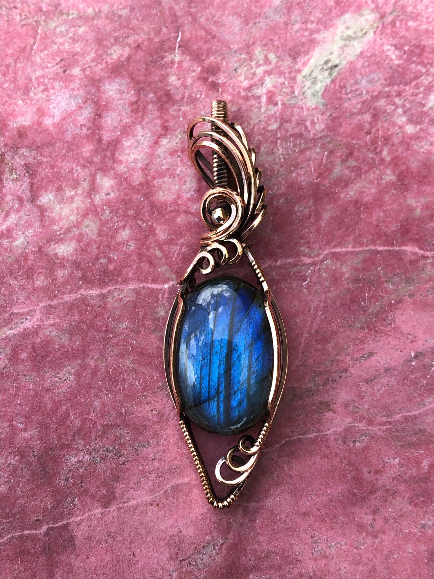 Labradorite with Copper Oval Pendant