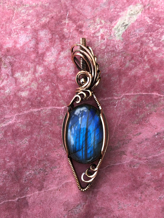Labradorite with Copper Oval Pendant