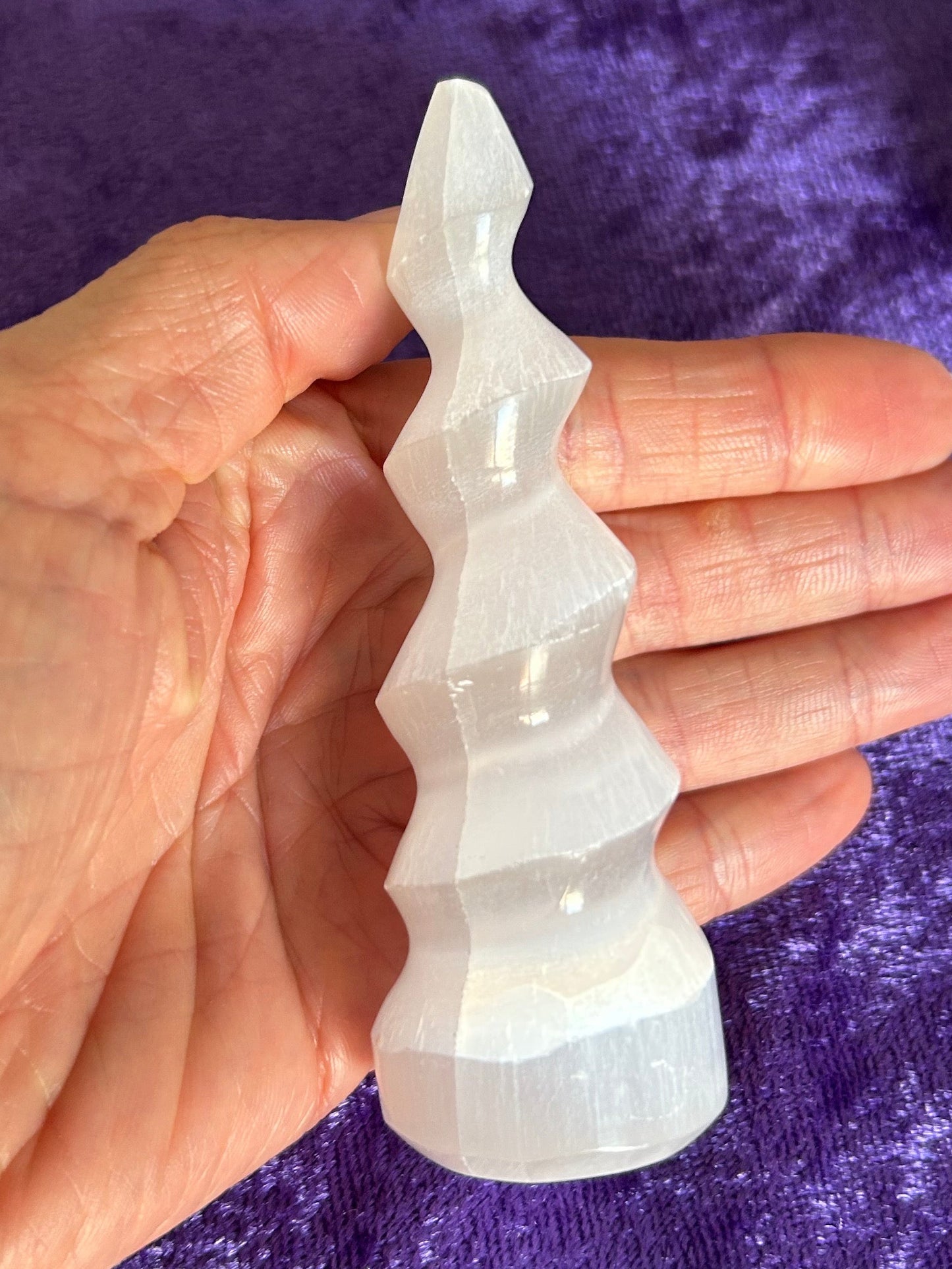 Spiral Unicorn Horn Satin Spar "Selenite" Towers