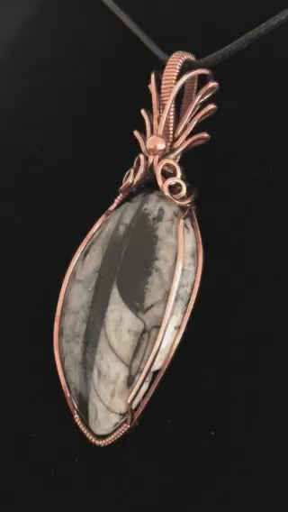Orthocera Fossil Handmade Wire Wrapped Copper Pendant